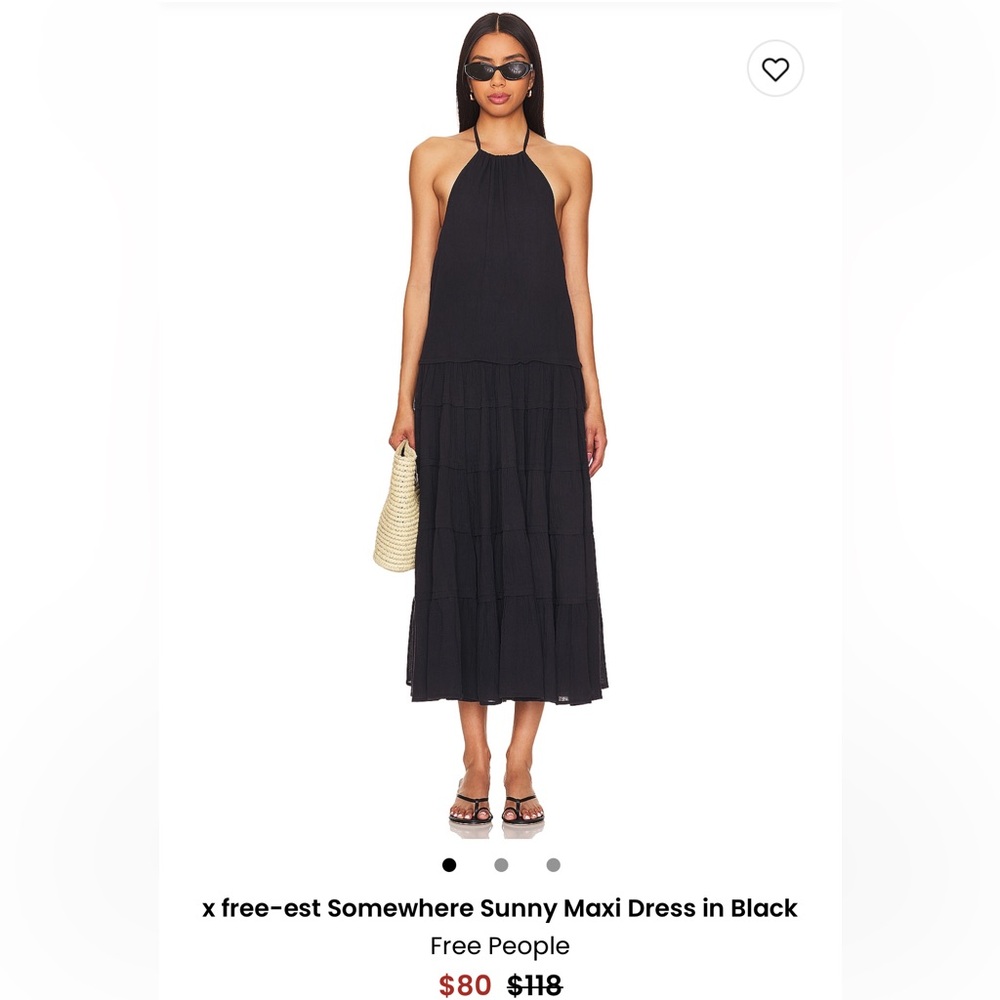 NWT Free People X free-est Somewhere Sunny Maxi Dress in Black